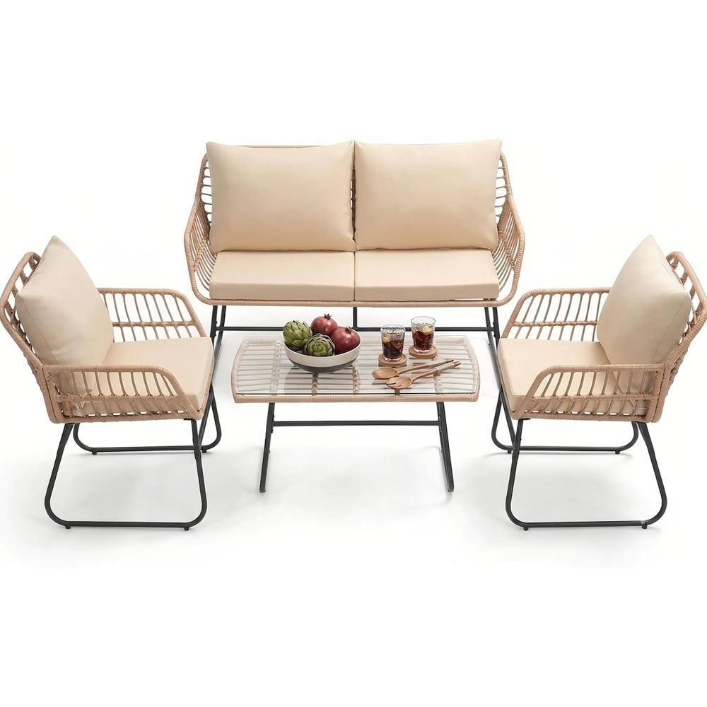Outdoor Furniture Loveseat - Modern Wicker Rattan Outdoor Patio Furniture