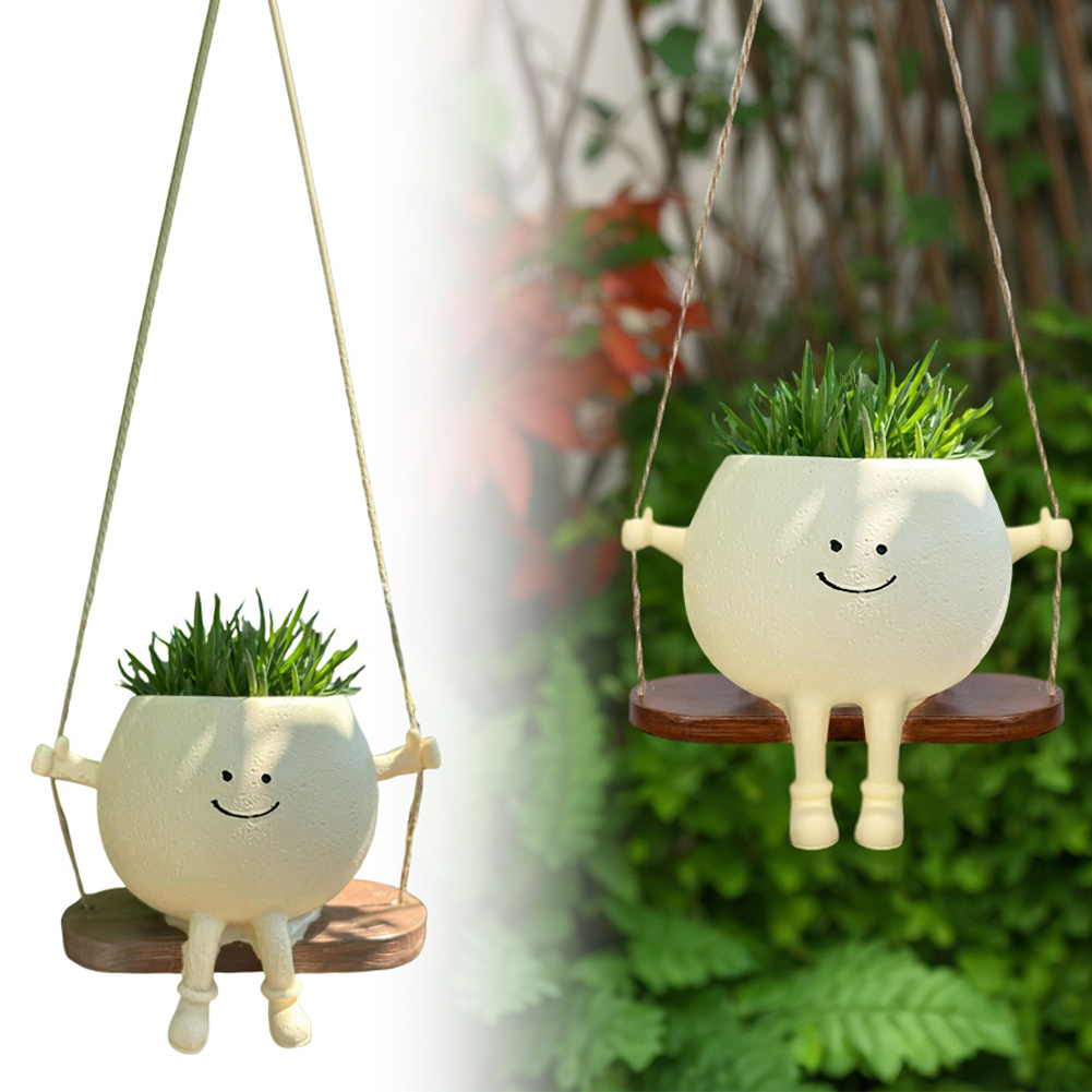 Garden Swing Chair - Creative Rocking Chair/Swing Face Planter Pot
