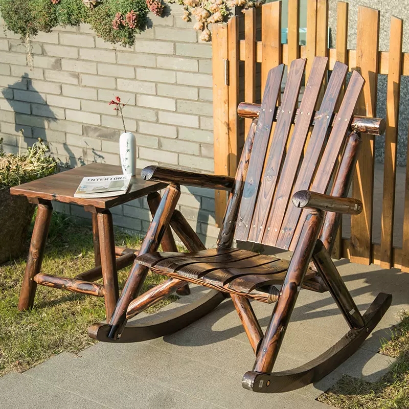 Garden Swing Chair - Outdoor Furniture Wooden Rocking Chair Rustic