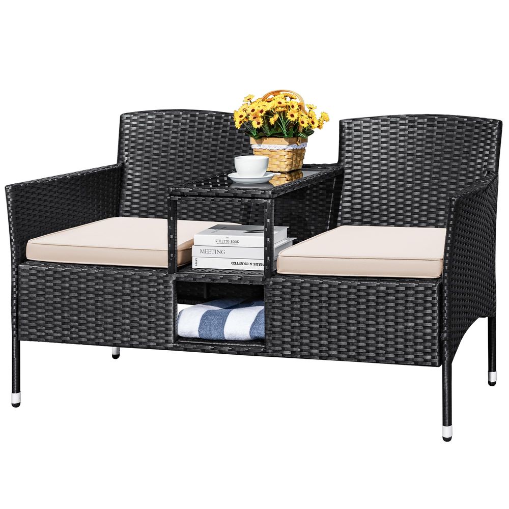 Outdoor Furniture Loveseat - Outdoor Patio Loveseat Modern Rattan 2Seat
