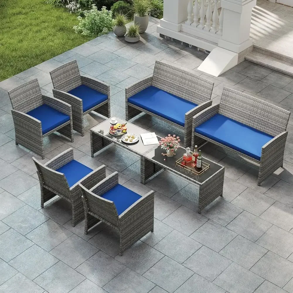 8-Piece Outdoor Wicker Furnitu - Outdoor Furniture Loveseat のレビューと価格