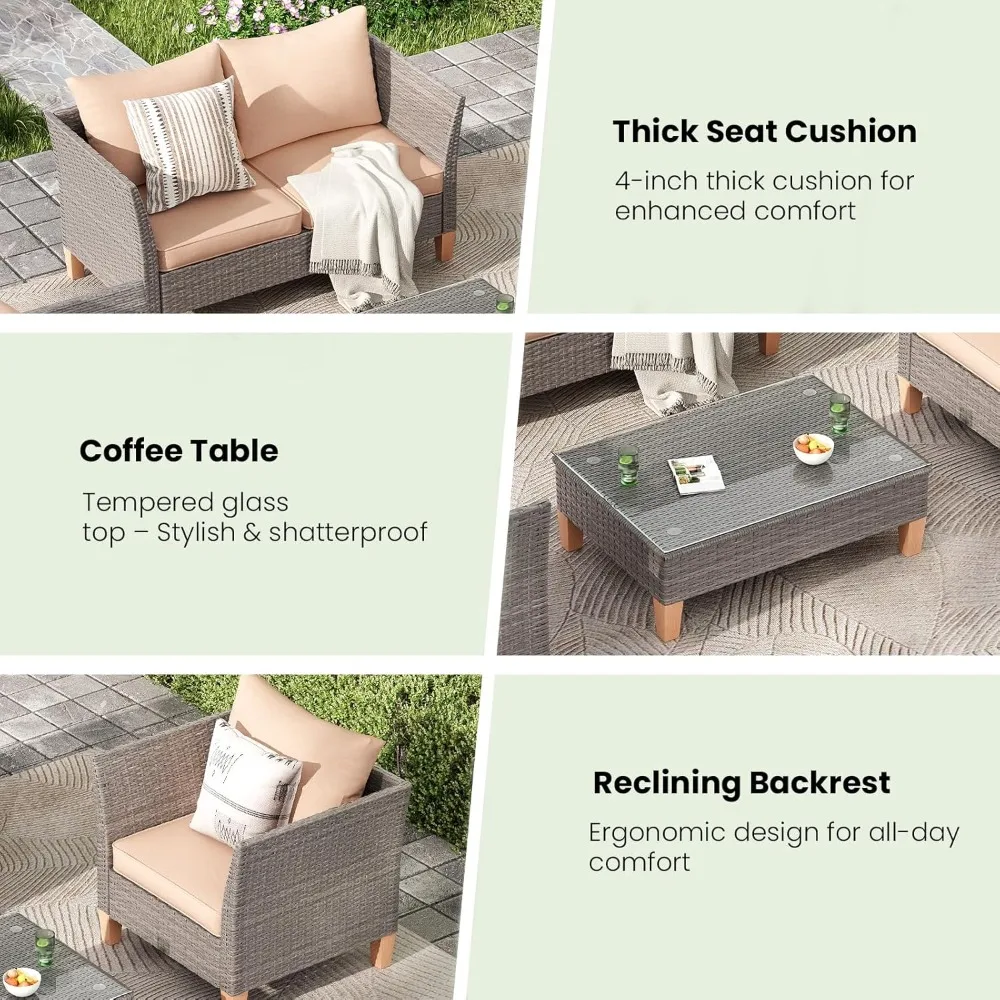 5-Piece Patio Furniture Set, O - Outdoor Furniture Loveseat のレビューと価格
