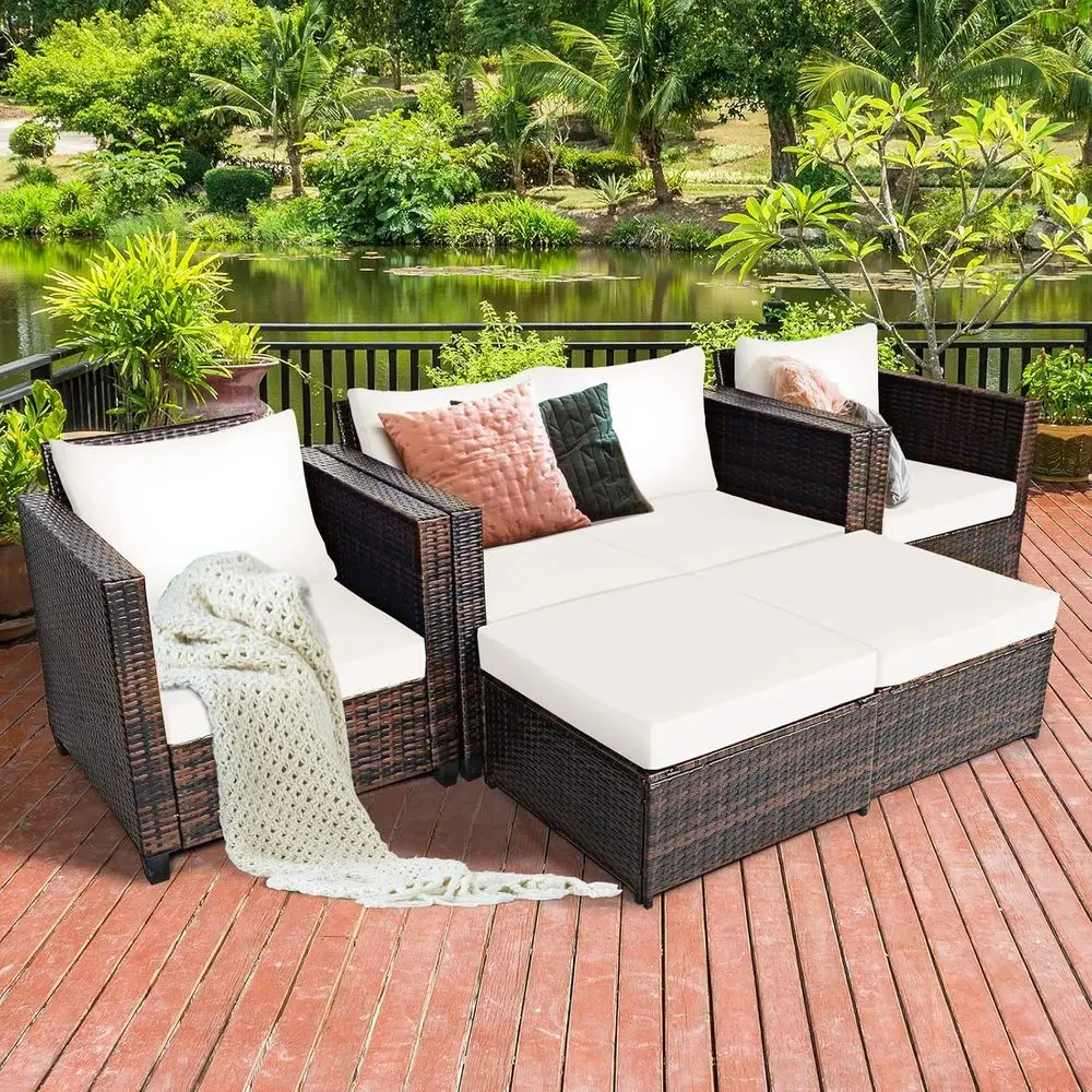 5-Piece Outdoor Wicker Patio F - Outdoor Furniture Loveseat のレビューと価格