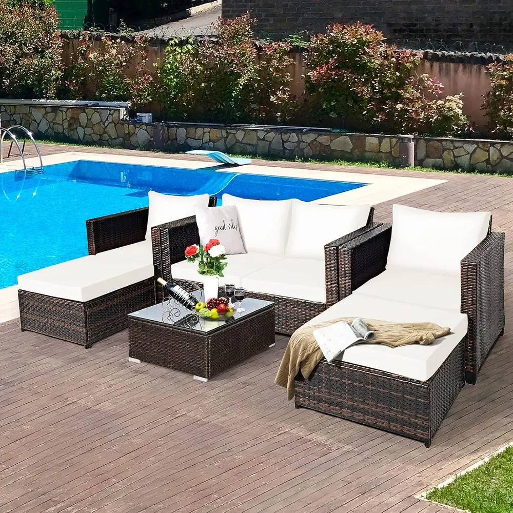 5-Piece Outdoor Wicker Patio F - Outdoor Furniture Loveseat のレビューと価格