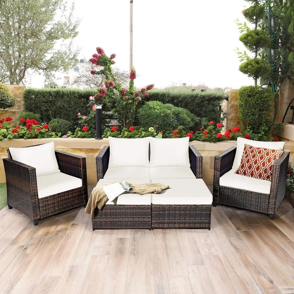 5-Piece Outdoor Wicker Patio F - Outdoor Furniture Loveseat のレビューと価格