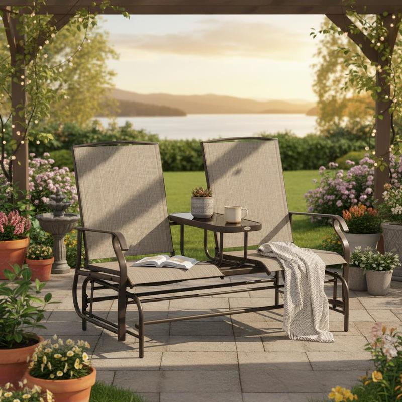 Patio Glider Rocking Chair 2 P - Outdoor Furniture Loveseat のレビューと価格