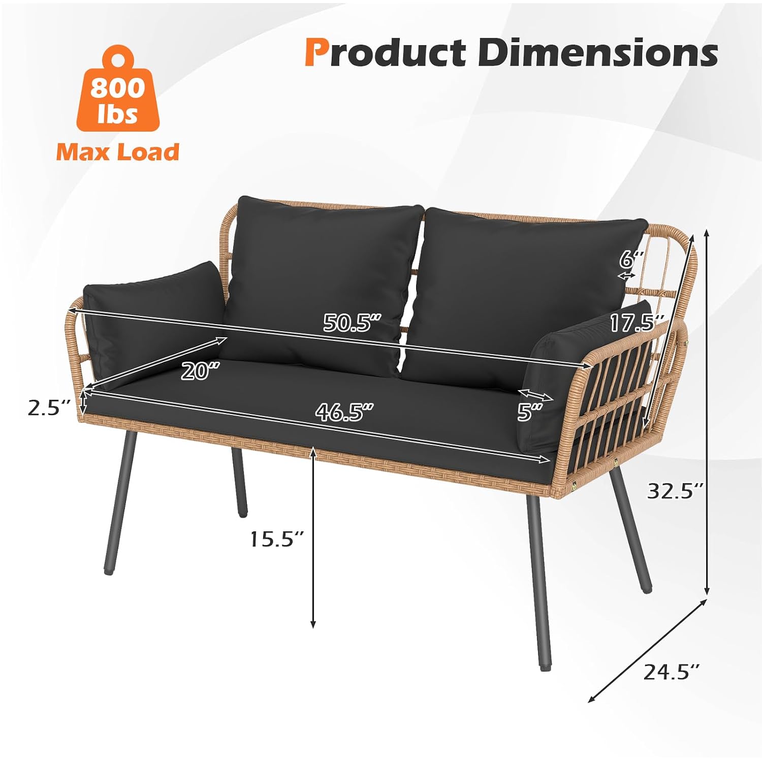 2-Seat PE Rattan Patio Lovesea - Outdoor Furniture Loveseat のレビューと価格