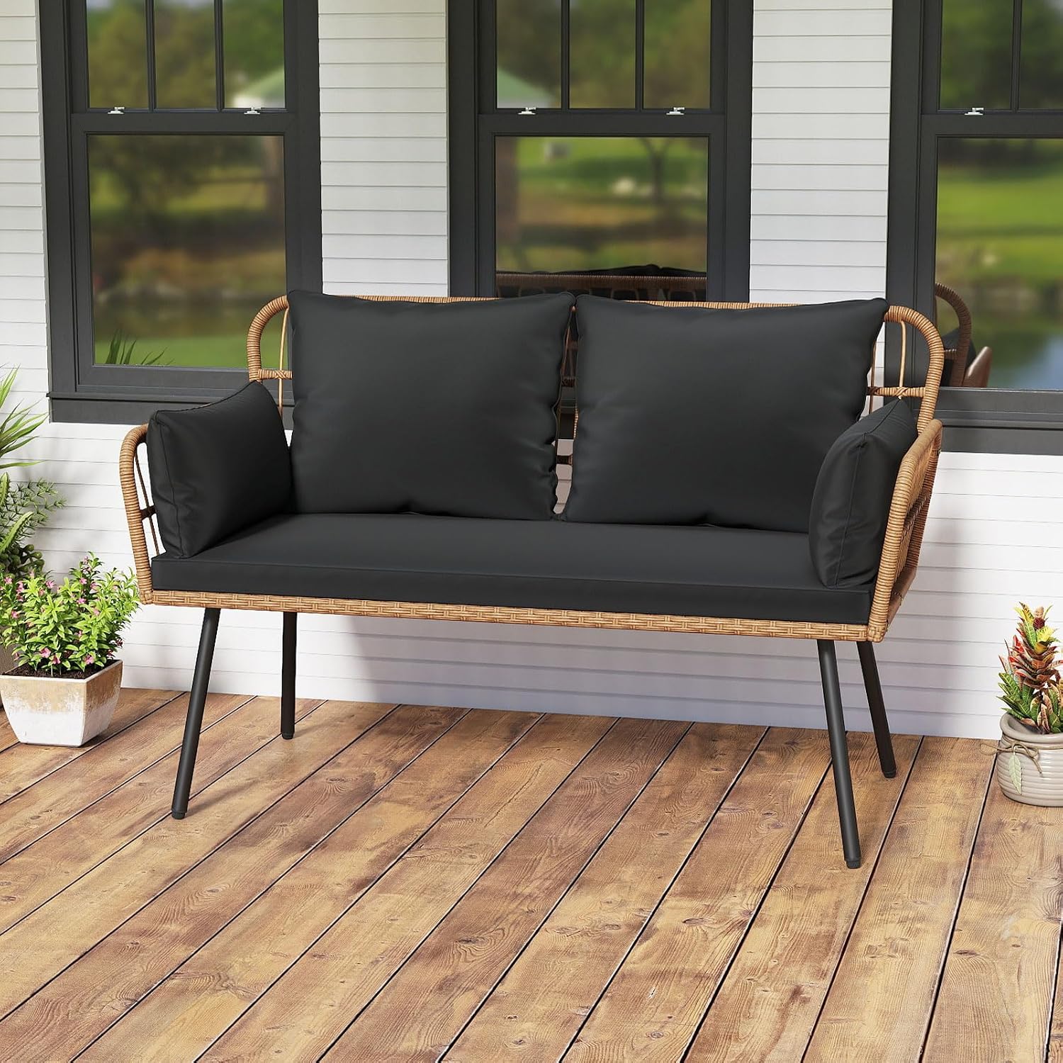 2-Seat PE Rattan Patio Lovesea - Outdoor Furniture Loveseat のレビューと価格