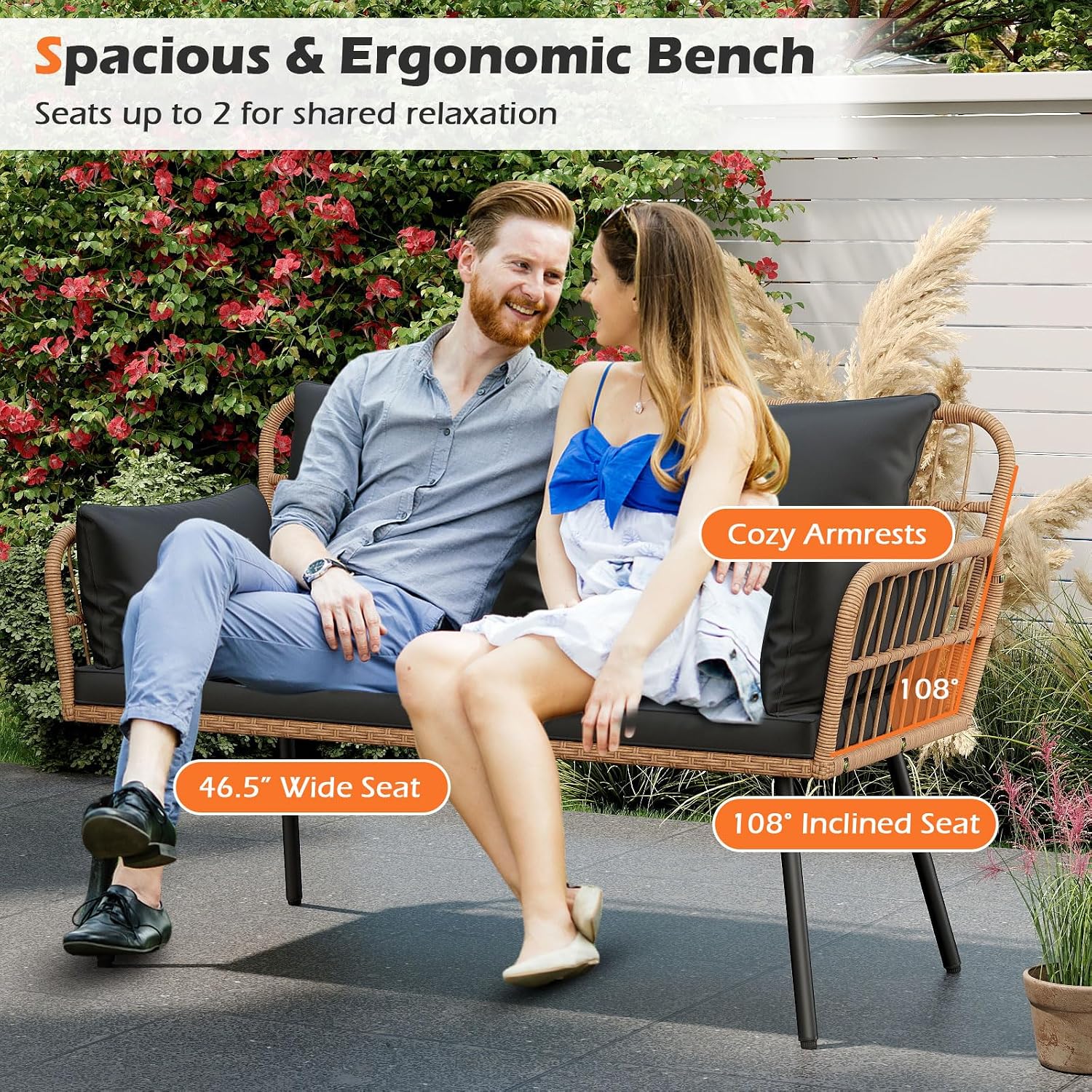 2-Seat PE Rattan Patio Lovesea - Outdoor Furniture Loveseat のレビューと価格