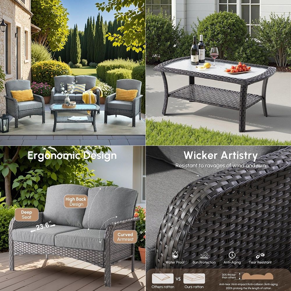 Pieces Wicker Patio Furniture  - Outdoor Furniture Loveseat のレビューと価格
