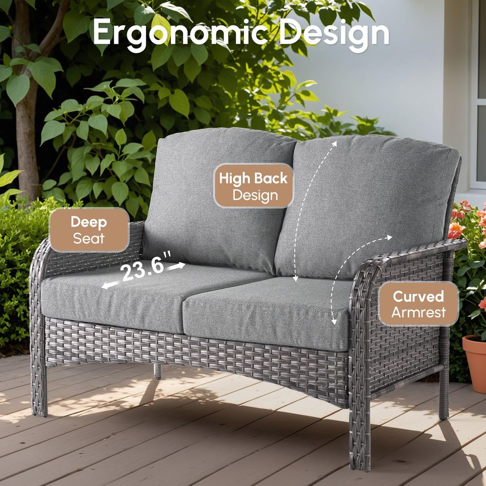 Pieces Wicker Patio Furniture  - Outdoor Furniture Loveseat のレビューと価格