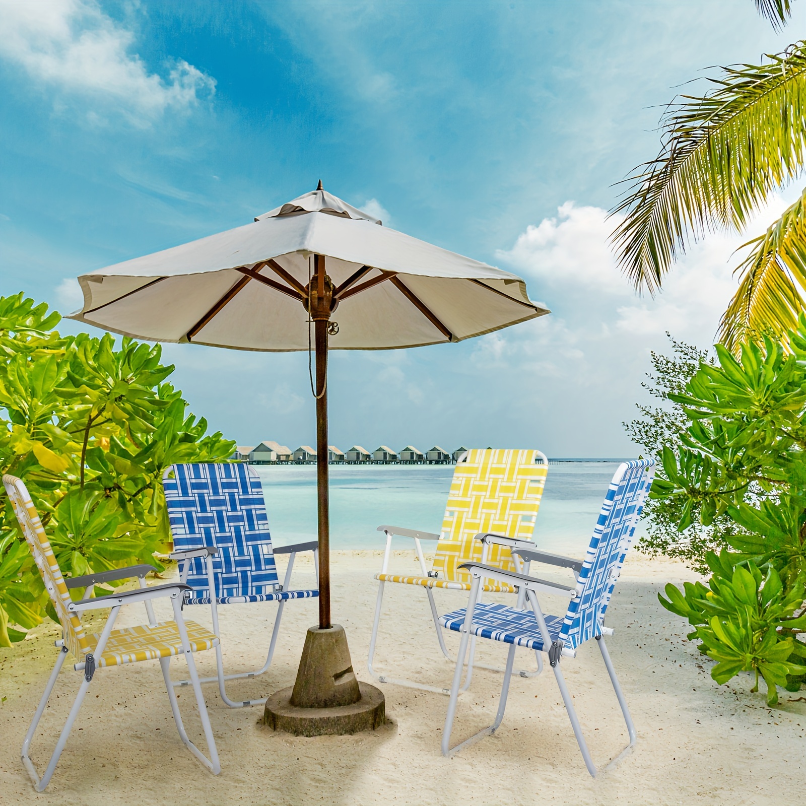 2pcs Beach Chairs, Deep Blue A - Outdoor Furniture Vietnam のレビューと価格